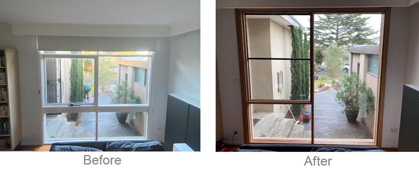 Before And After Double Hung Windows Installation — Windows And Doors in Cheltenham, VIC