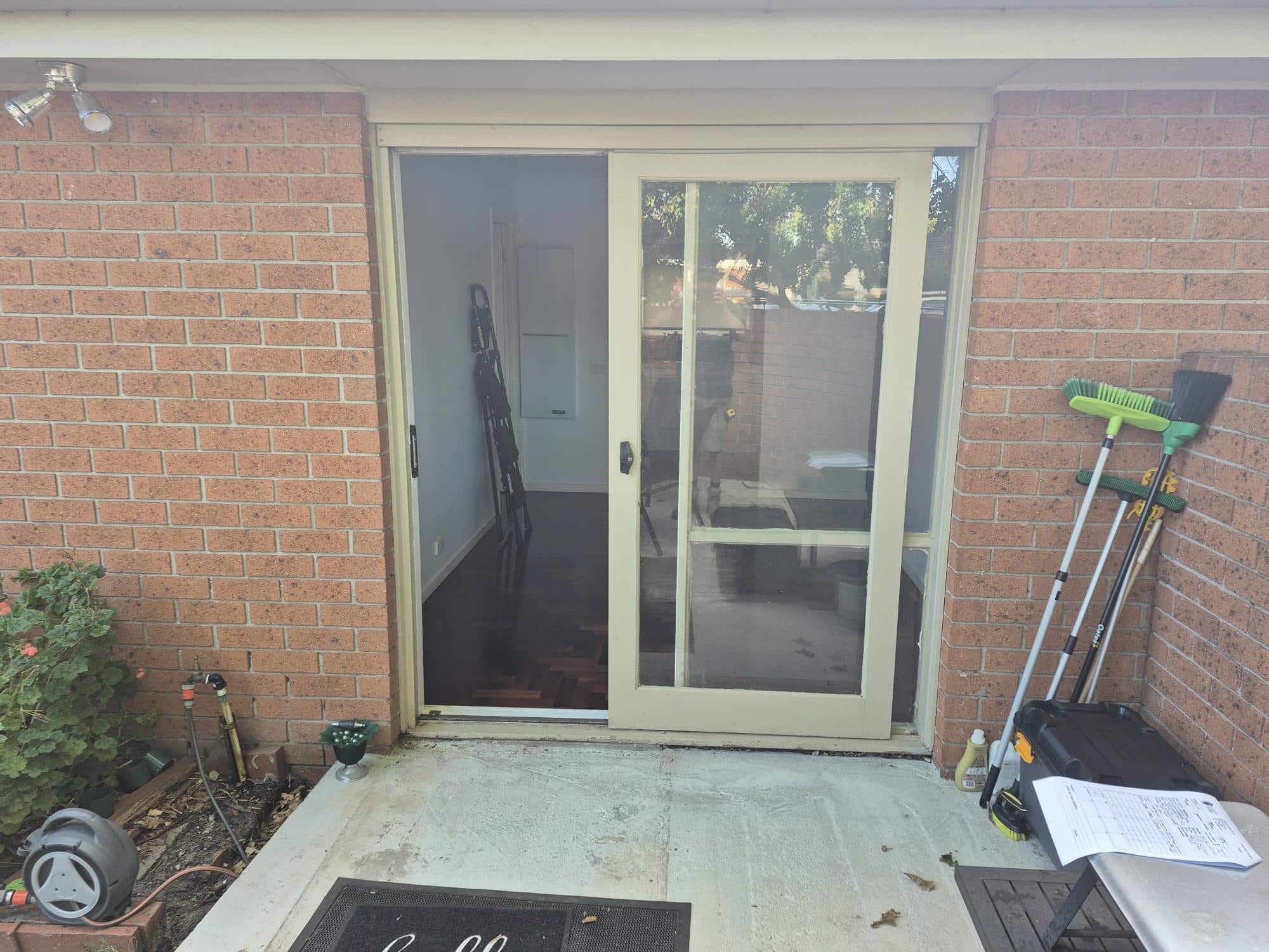 Aluminium Sliding Door with Invisigard outside (Before) - Moorabin