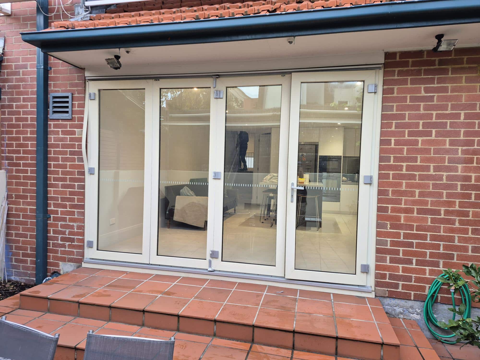 Aluminium Stacker Doors outside (Before) - Moorabbin Project