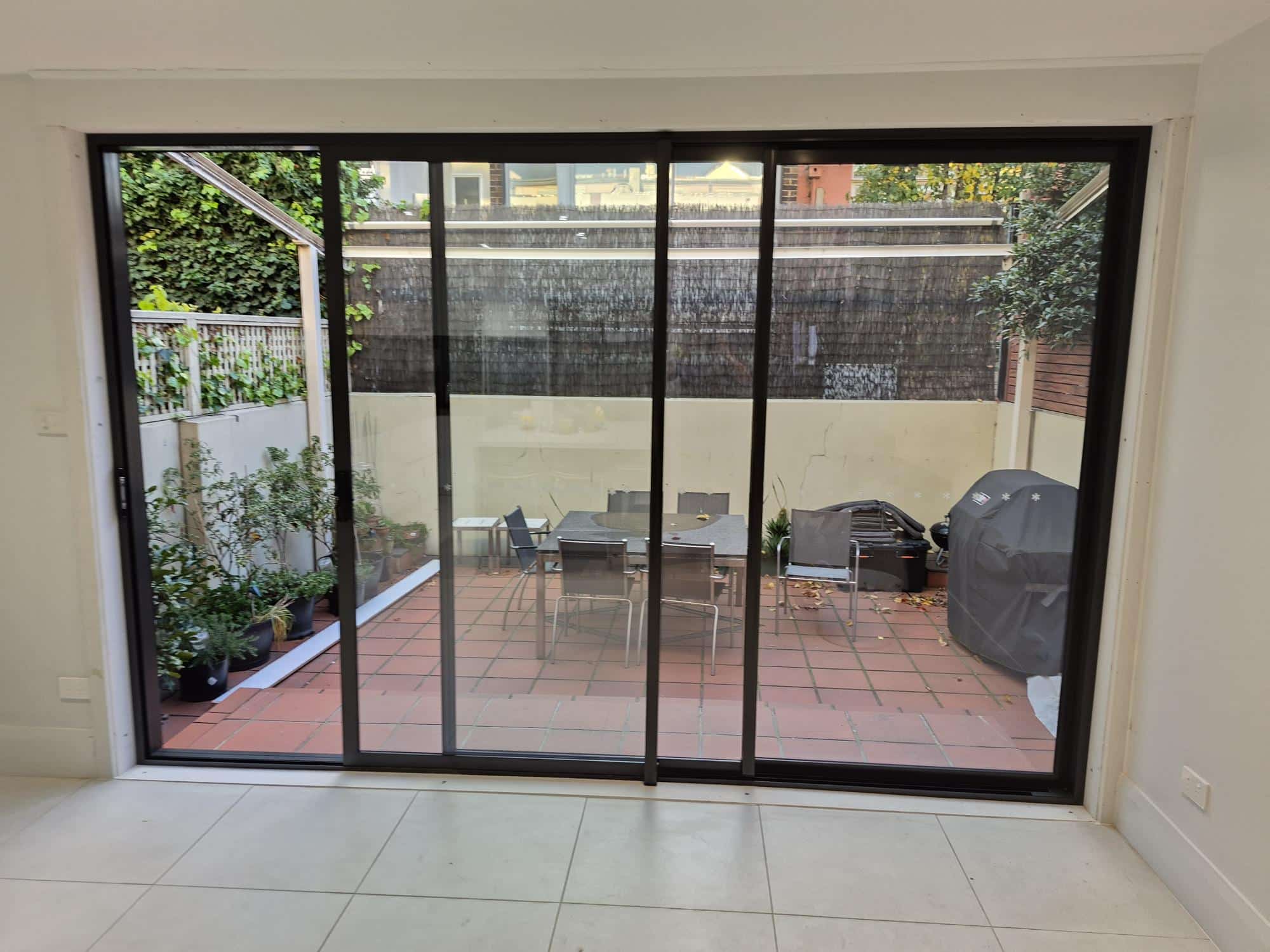 Aluminium Stacker Doors inside (After) - Moorabbin Project
