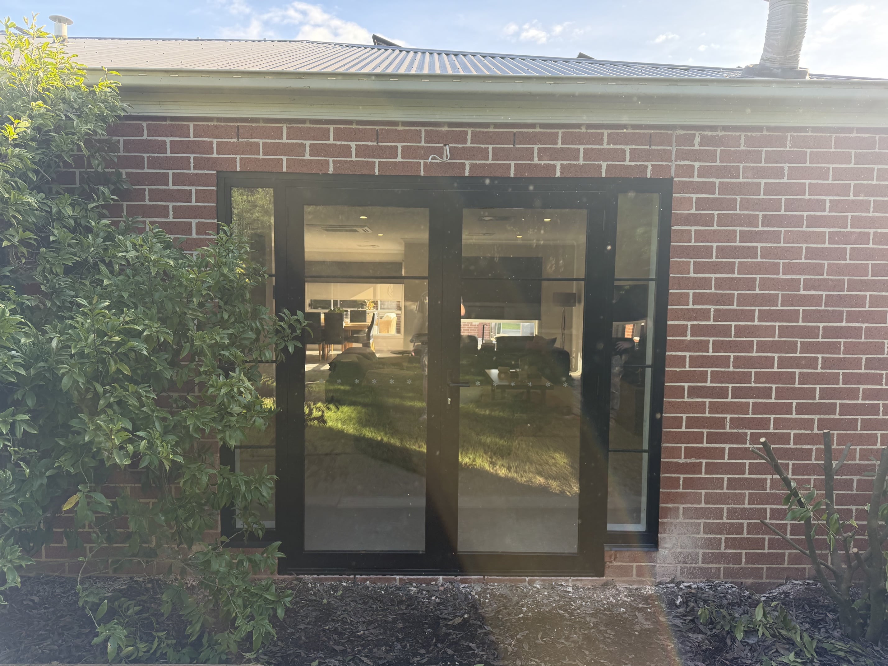 Aluminium French Doors and Sidelites outside (After) - Langwarrin - Project