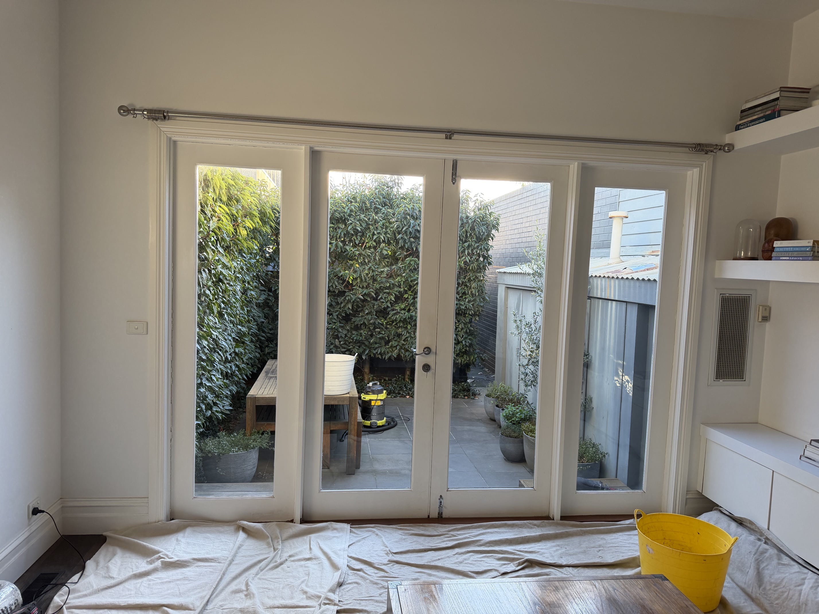 Aluminium Dual Sliding Doors inside (before) - Middle Park Project