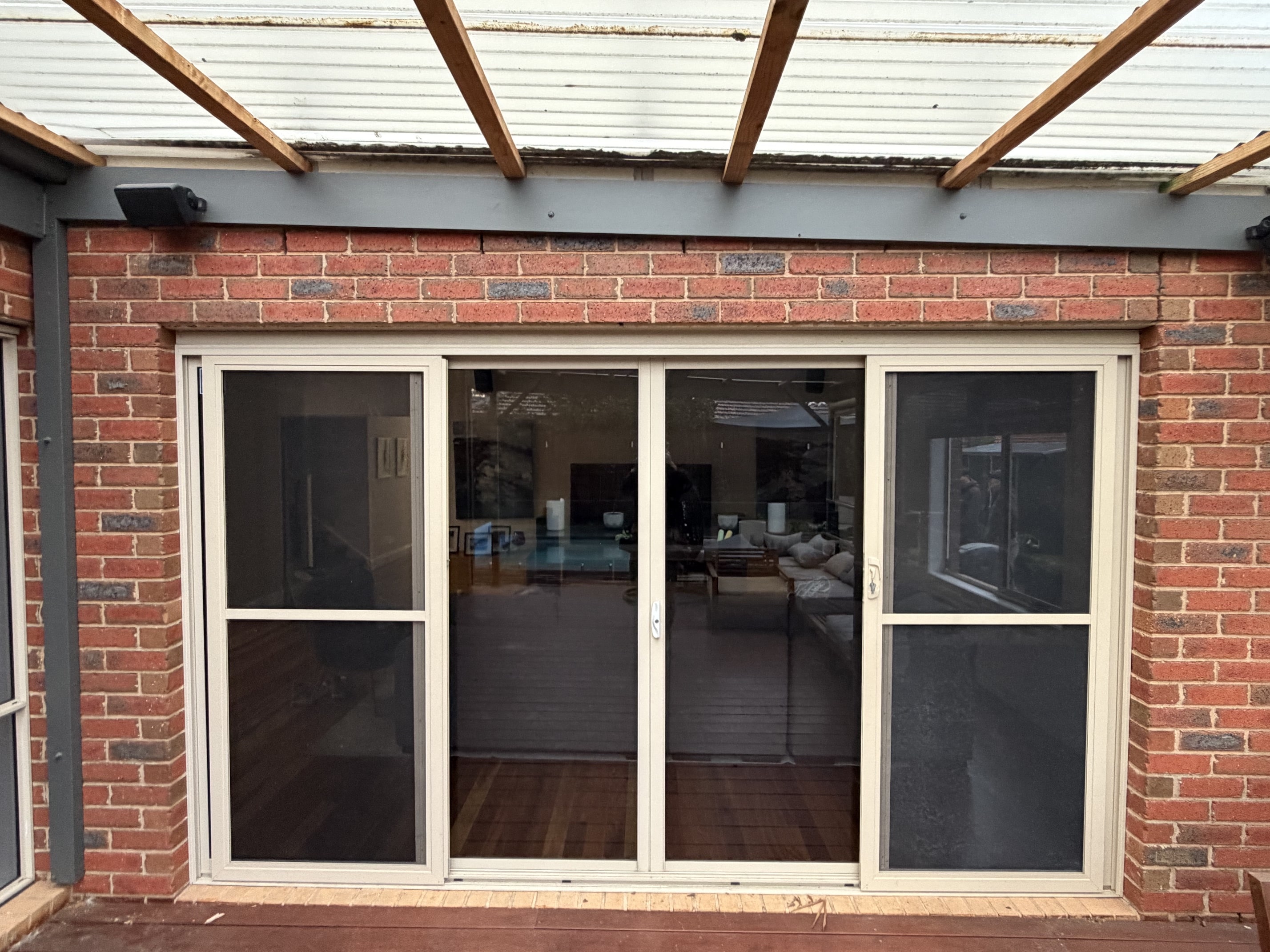 Aluminium Stacker DGU Door (Before) - Brighton Project